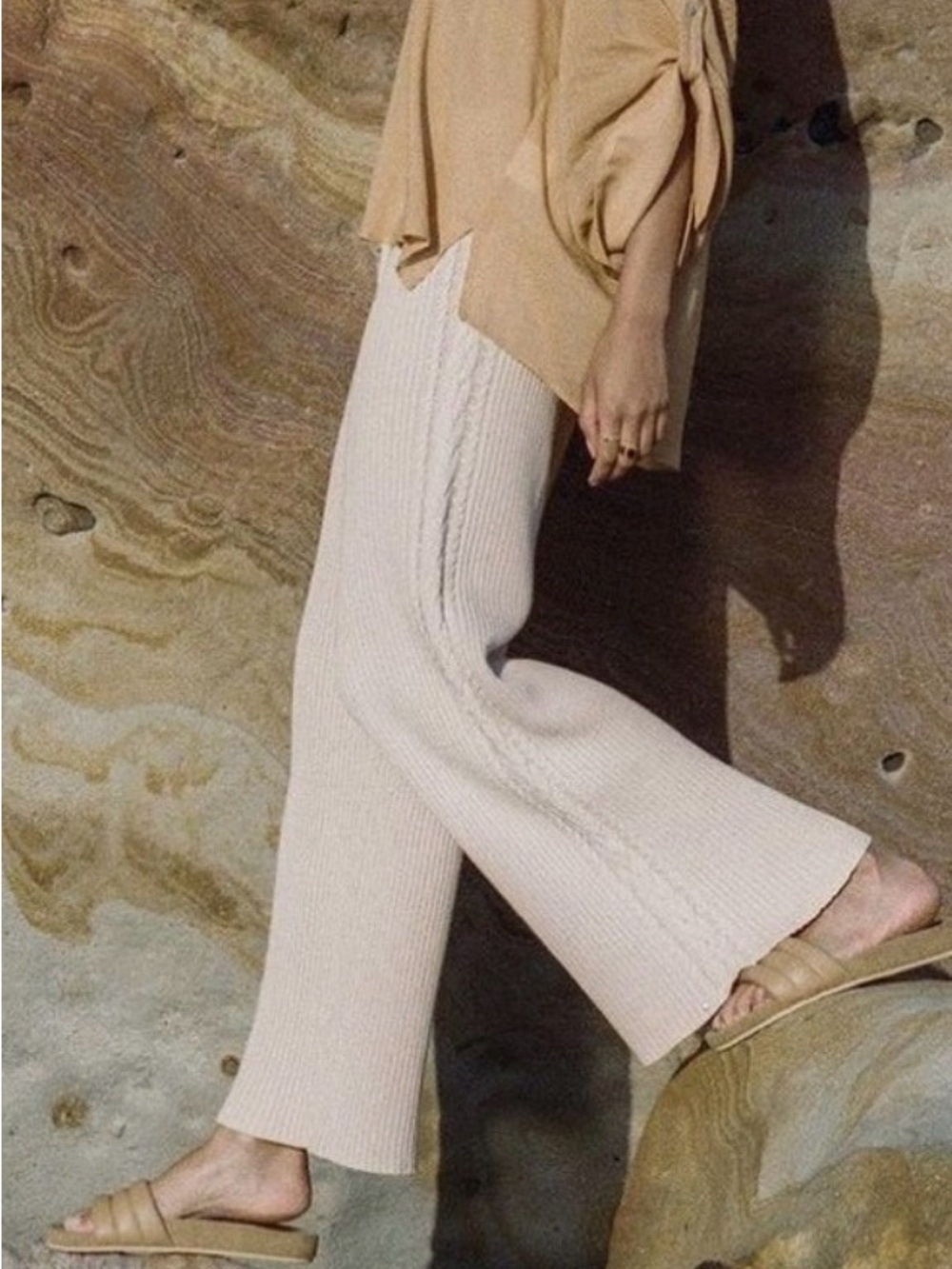 Kalani knit Wide-Leg Pants - Cream